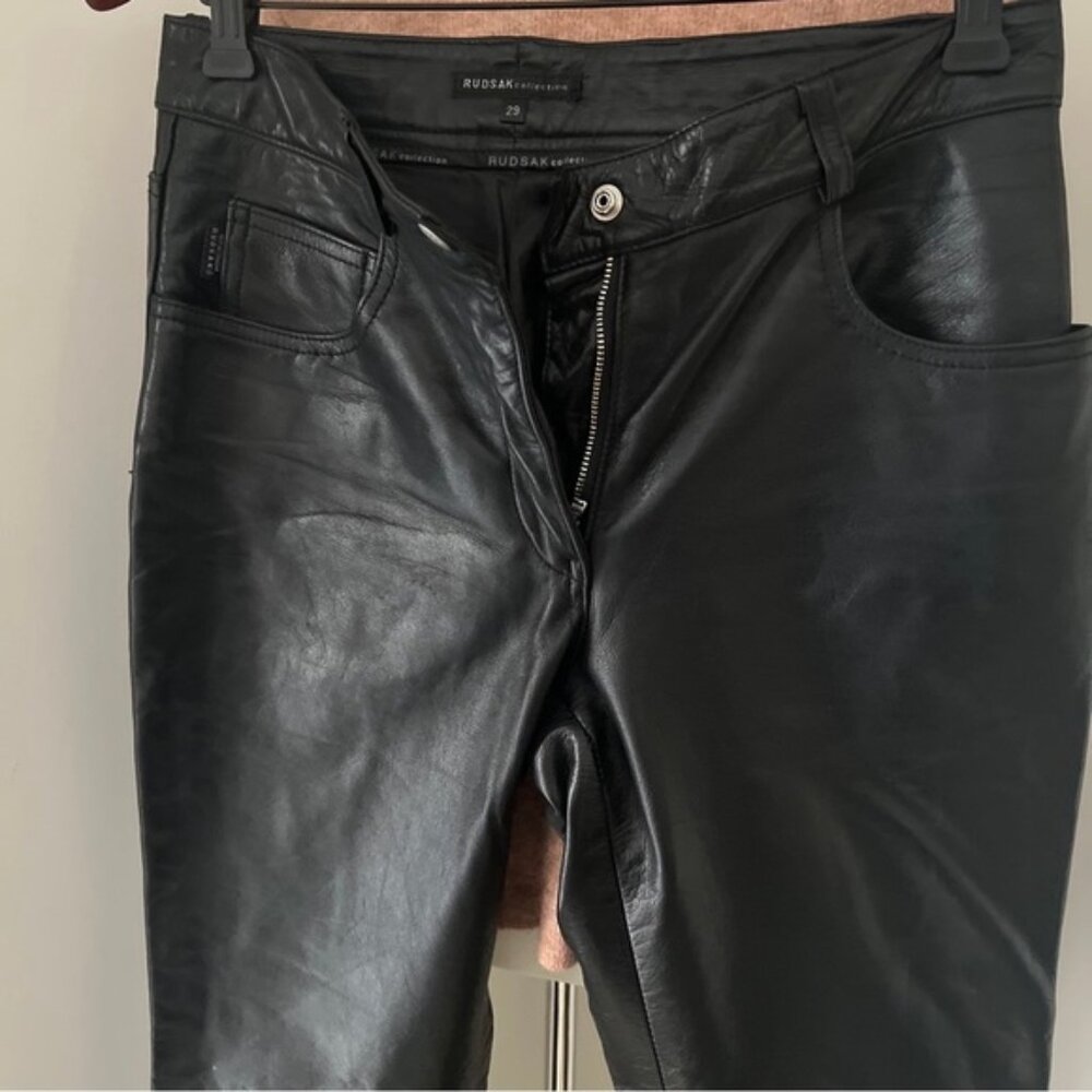 Original Rudsak Real leather pants size 29 Women’s Black straight leg - Picture 7 of 12